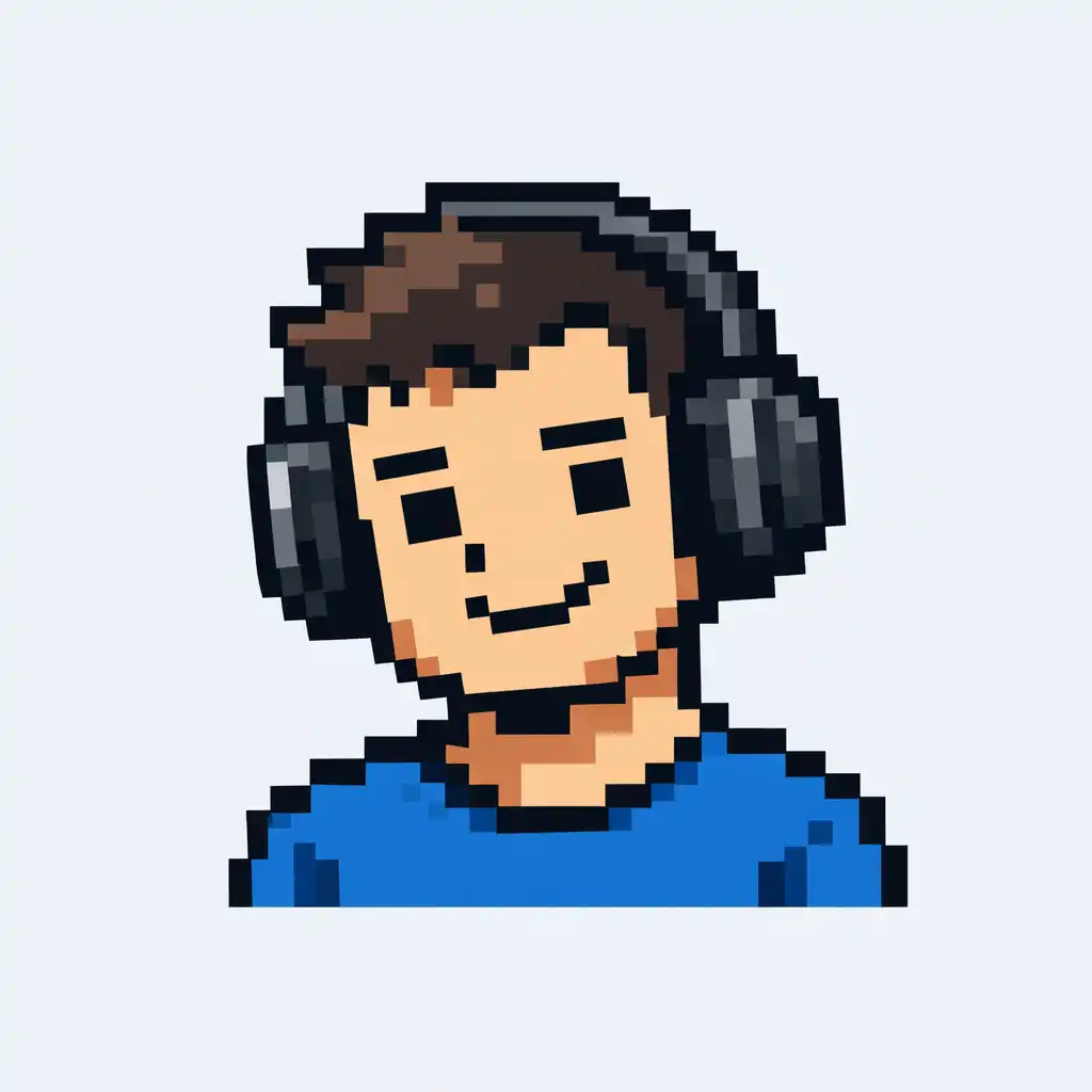 Pixel-Avatar des ersten Teammitglieds mit Kopfhörern
