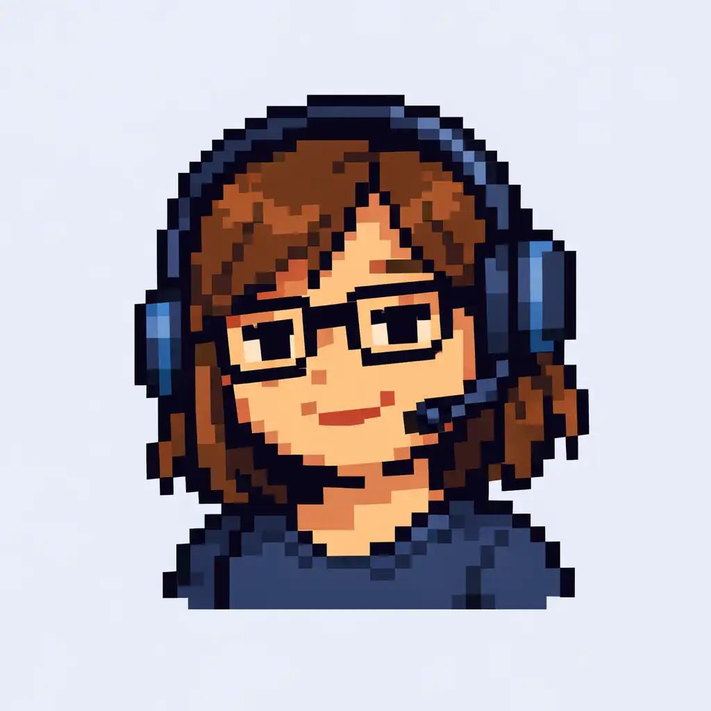 Pixel-Avatar des zweiten Teammitglieds mit Brille